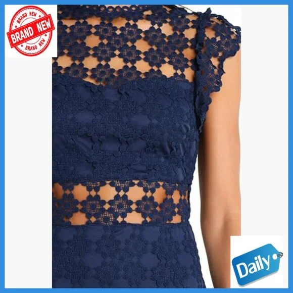 Midi Cocktail Dress Lace Overlay Bodycon Formal Evening Gown